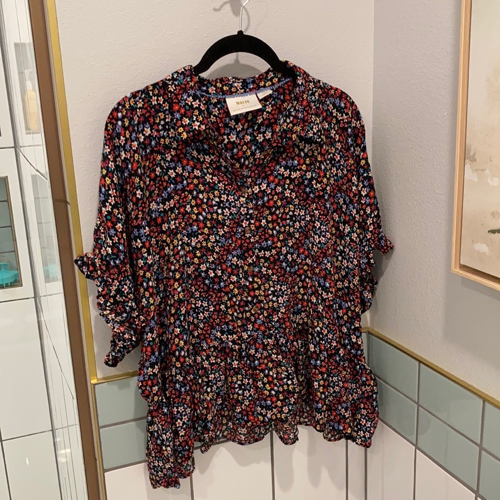 Maeve ditsy floral peplum top SIZE LARGE